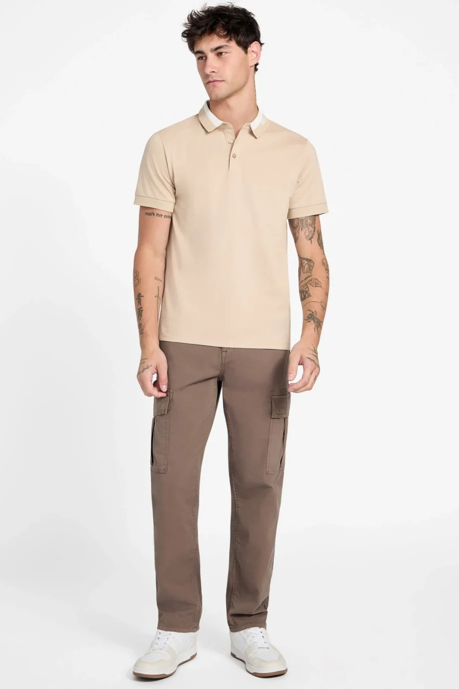 Guess Kısa Kollu Paul Guess Yakalı Polo Yakalı Erkek Kahverengi Polo T-shirt M6RP47KARS2-G1DR