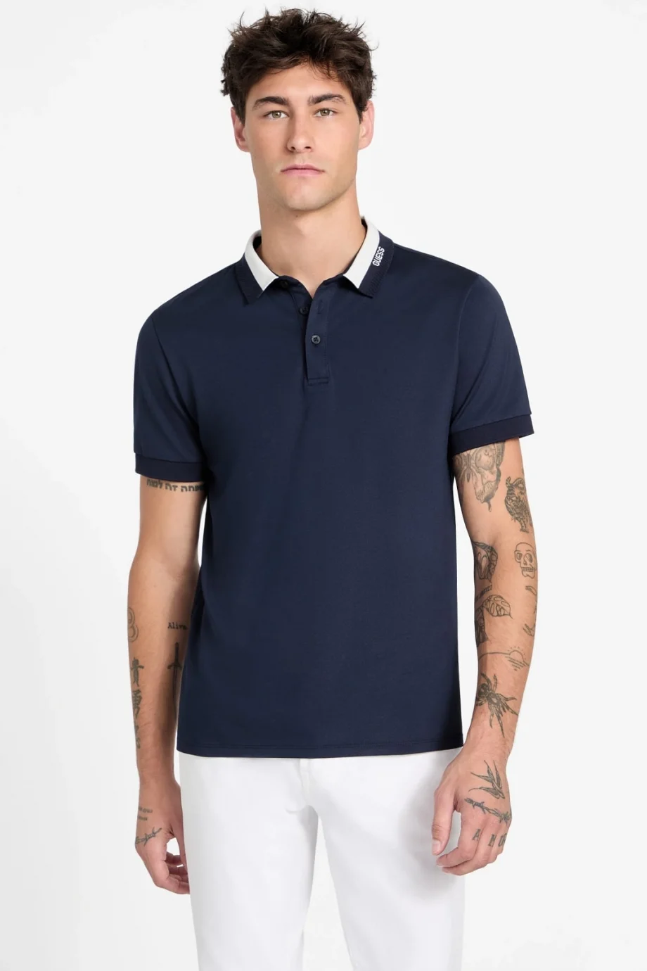 Guess Kısa Kollu Paul Guess Yakalı Polo Yakalı Erkek Lacivert Polo T-shirt M6RP47KARS2-G7V2