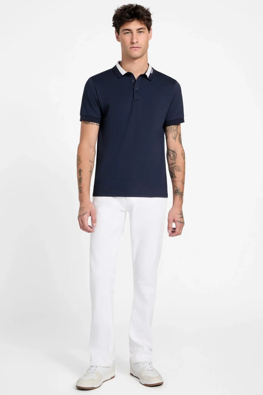 Guess Kısa Kollu Paul Guess Yakalı Polo Yakalı Erkek Lacivert Polo T-shirt M6RP47KARS2-G7V2