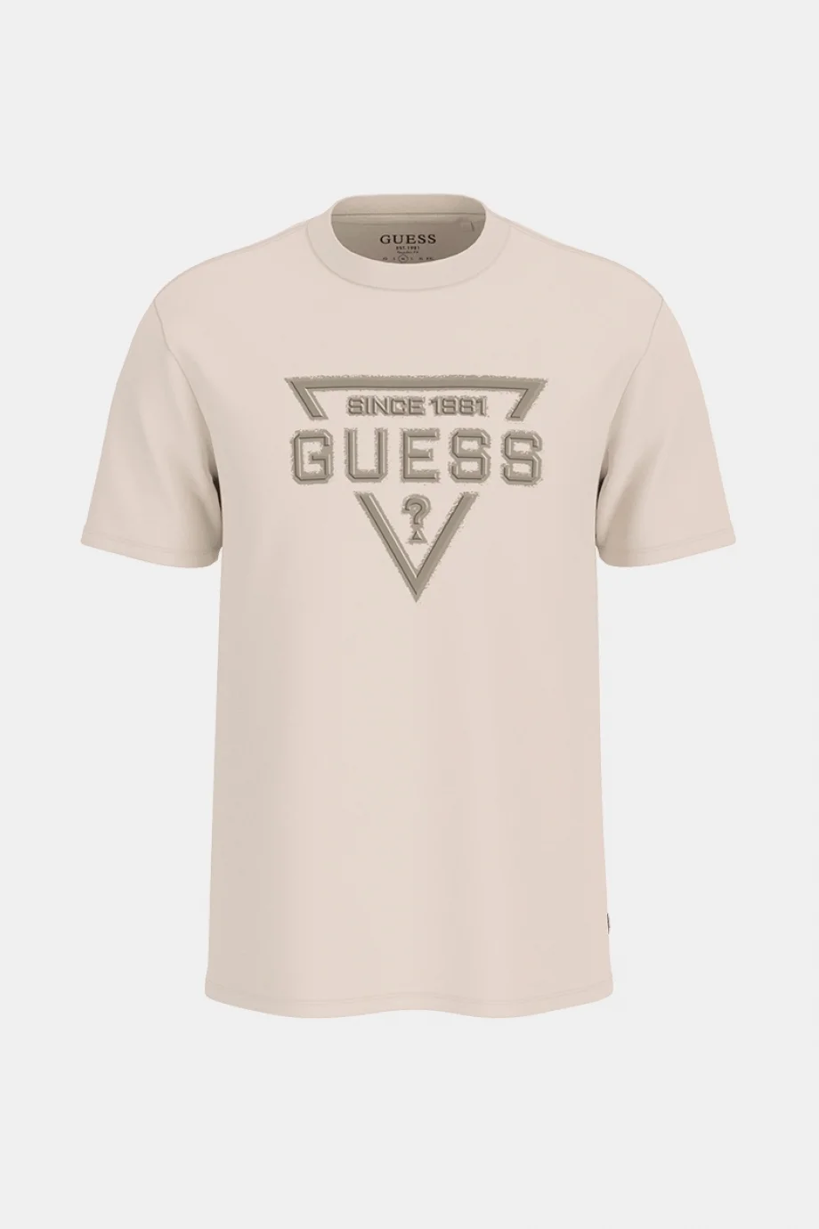 Guess Kısa Kollu Temel Boyalı Üçgen Logolu Erkek Beyaz T-shirt M6RI09I3Z14-G1H6