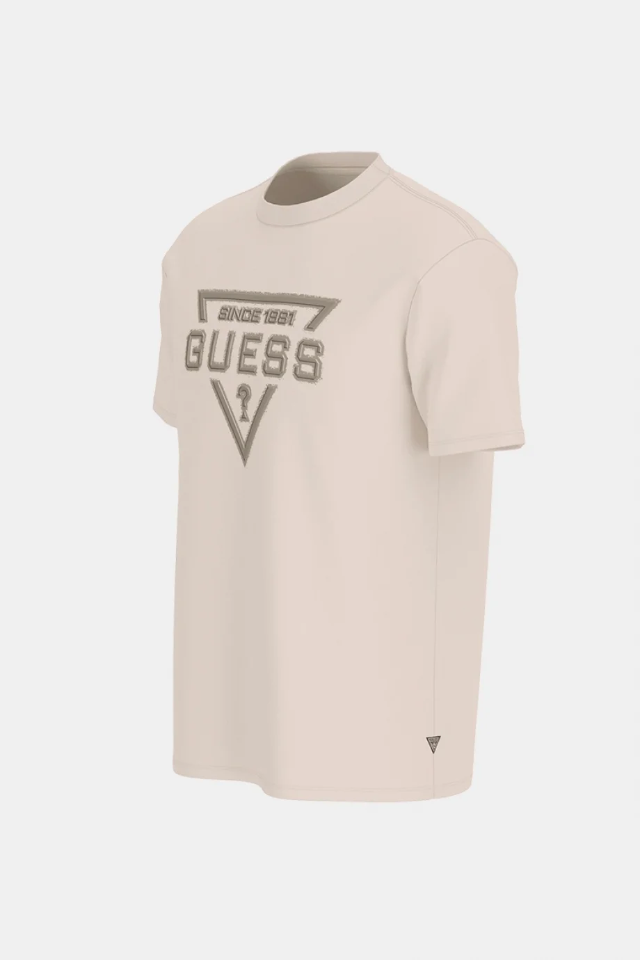 Guess Kısa Kollu Temel Boyalı Üçgen Logolu Erkek Beyaz T-shirt M6RI09I3Z14-G1H6
