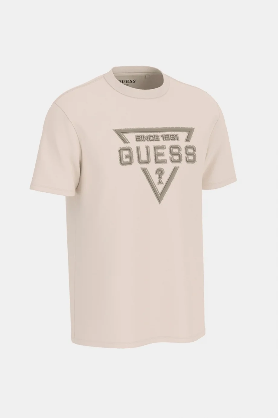 Guess Kısa Kollu Temel Boyalı Üçgen Logolu Erkek Beyaz T-shirt M6RI09I3Z14-G1H6