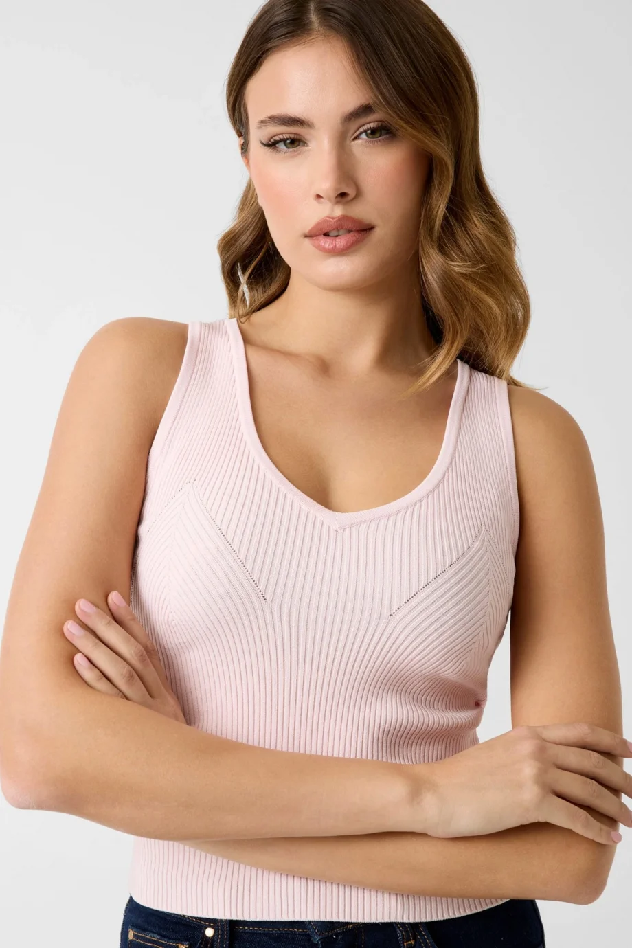 Guess Kolsuz V Yaka Stella Atlet Triko Kadın Pembe Triko W6RR36Z0132-A627