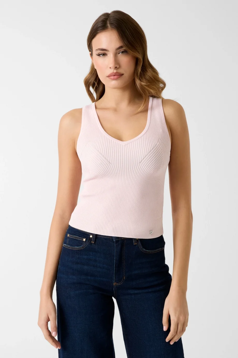 Guess Kolsuz V Yaka Stella Atlet Triko Kadın Pembe Triko W6RR36Z0132-A627