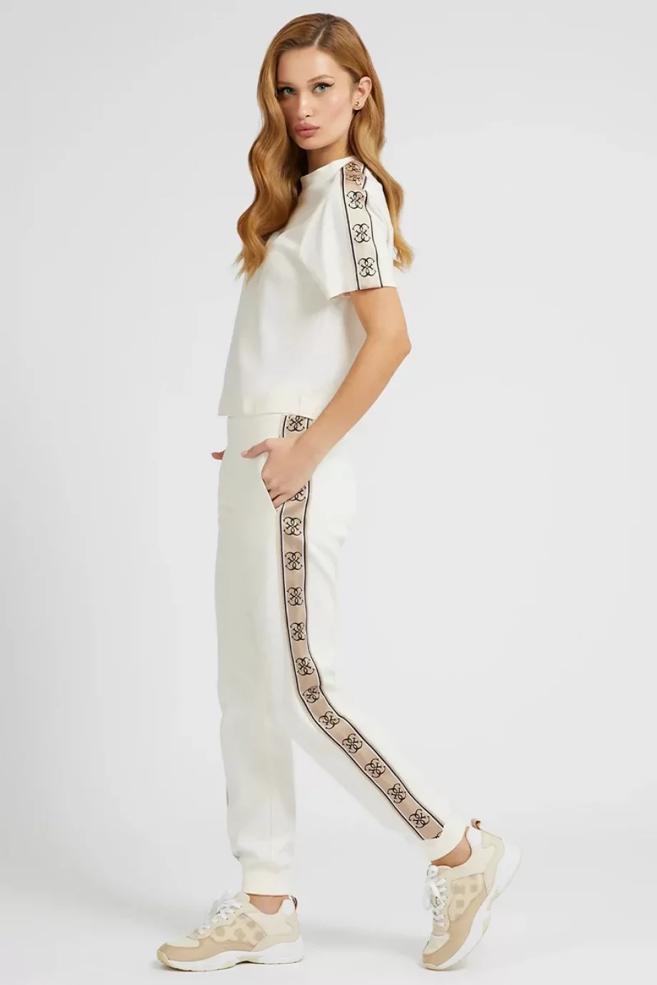 Guess BRITNEY CROP TEE Kadın Krem T-shirt V3RI08I3Z14-G6K5