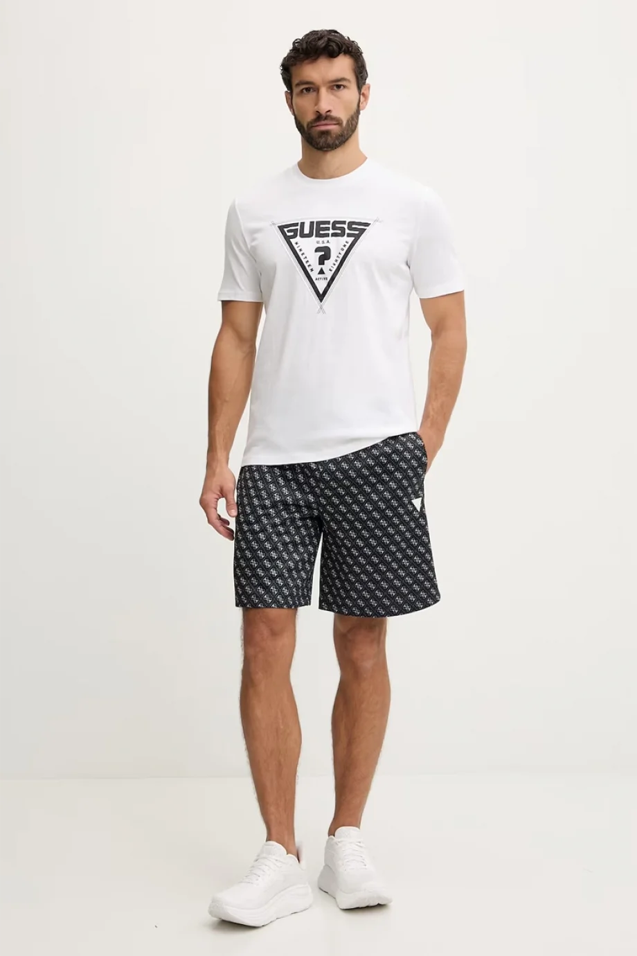 Guess Luta Bisiklet Yaka Kısa Kollu Erkek Beyaz T-shirt Z6RI03I3Z14-G011