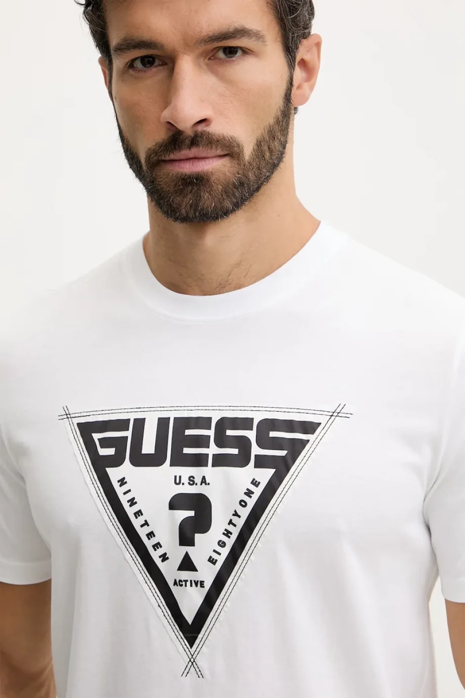 Guess Luta Bisiklet Yaka Kısa Kollu Erkek Beyaz T-shirt Z6RI03I3Z14-G011