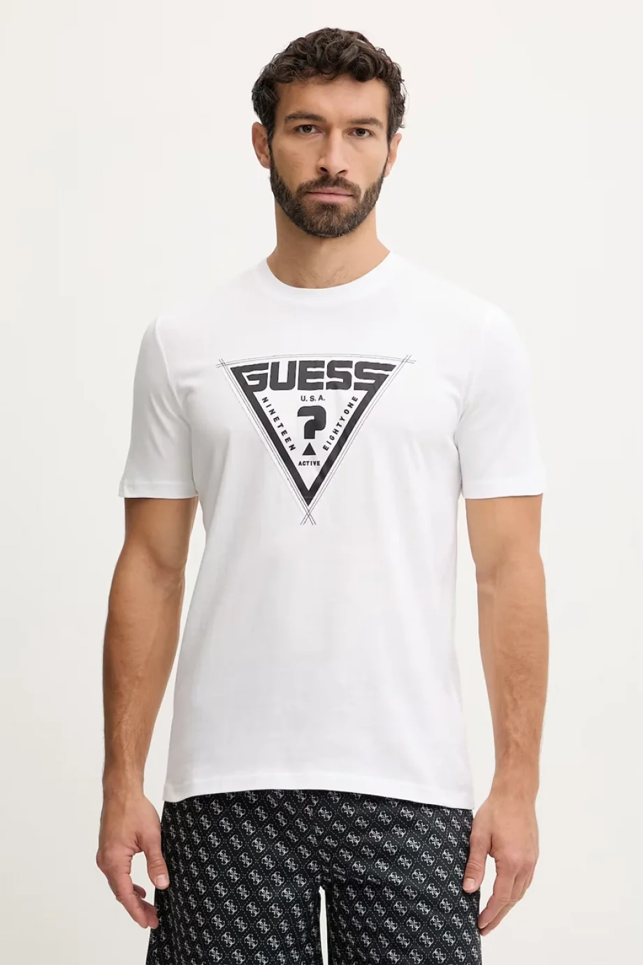 Guess Luta Bisiklet Yaka Kısa Kollu Erkek Beyaz T-shirt Z6RI03I3Z14-G011
