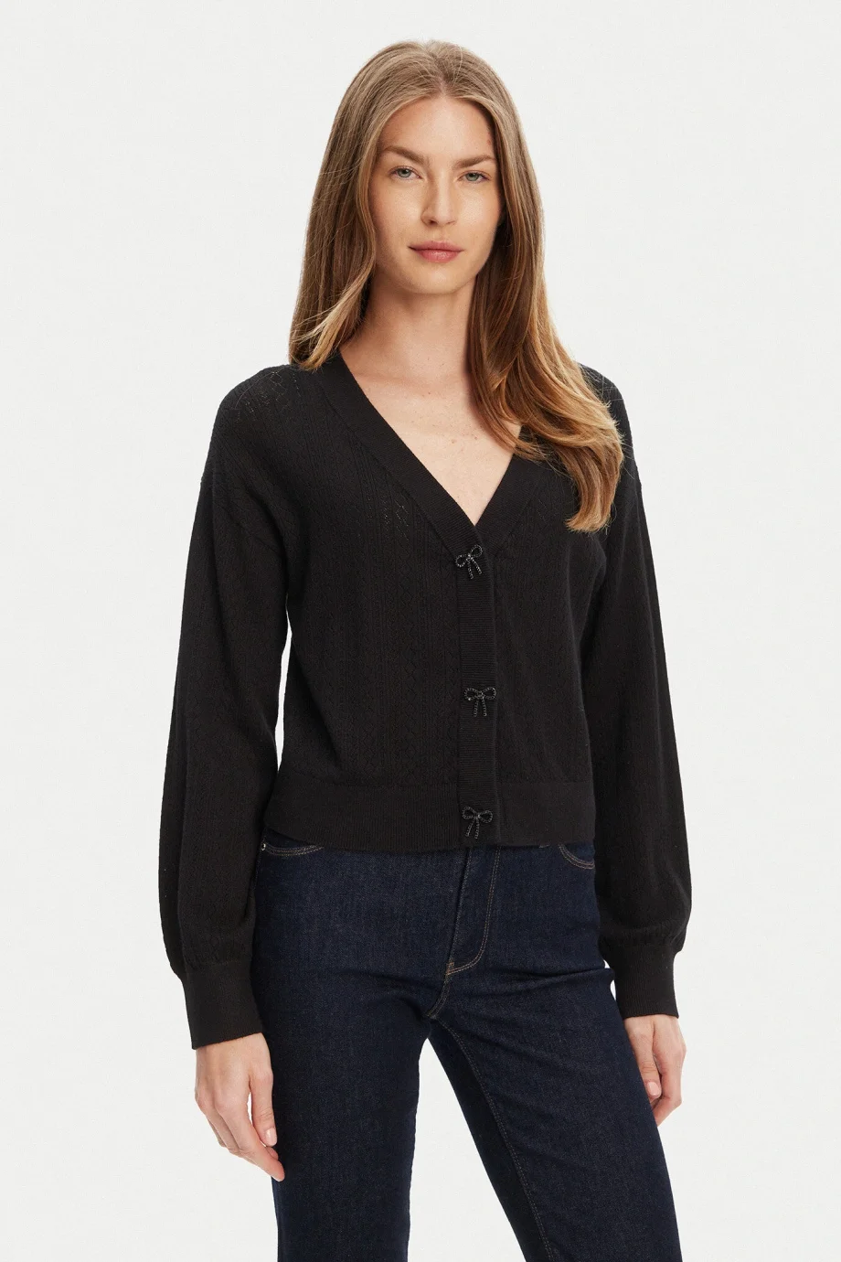 Guess Lyla Kadın Siyah Triko Hırka W5YR01Z2ZK2-JBLK