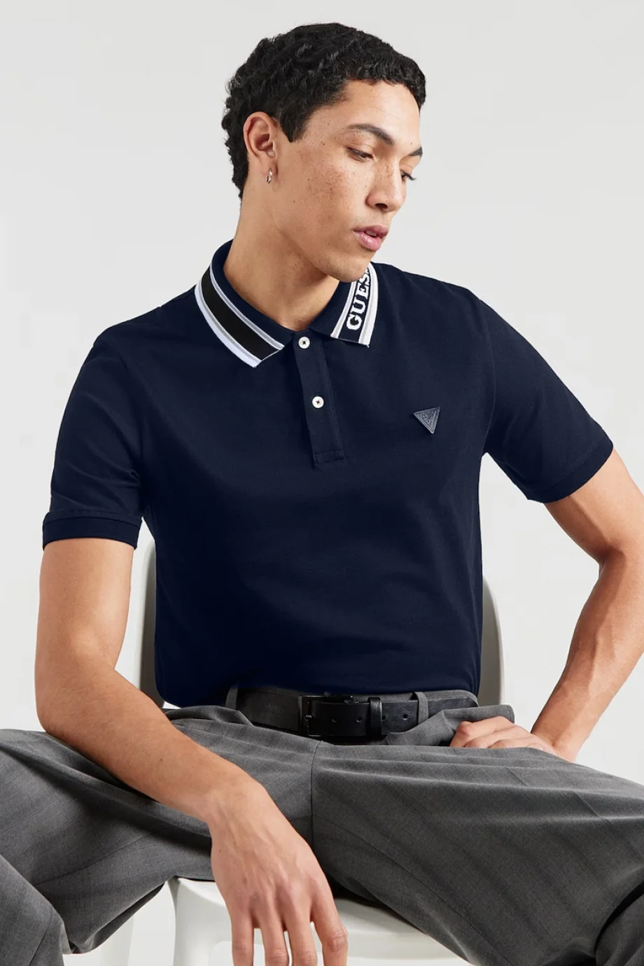 Guess Lyle Kısa Kollu Polo Yakalı Erkek Lacivert Polo T-shirt M6RP60K7O64-G7V2