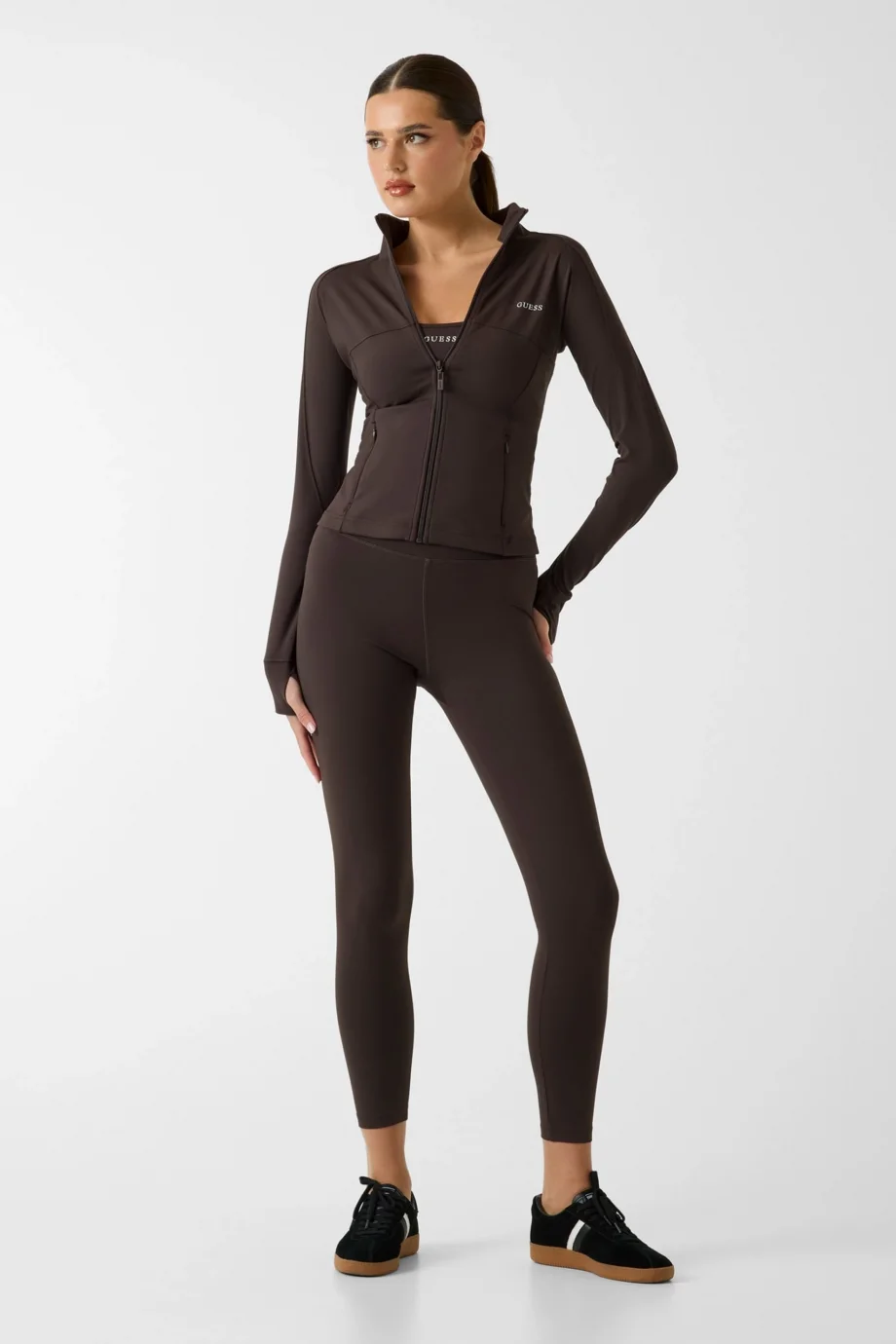 Guess Margot Uzun Kollu Fermuarlı Aktif Kadın Kahverengi Ceket V6RP15KD952-A10K