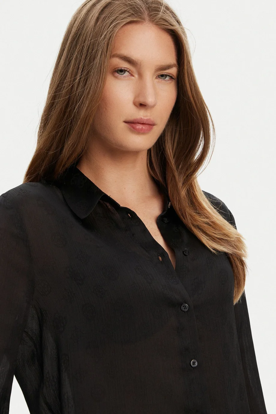 Guess Marthe Kadın Siyah Relaxed Fit Gömlek W5YH1AWHCR2-JBLK