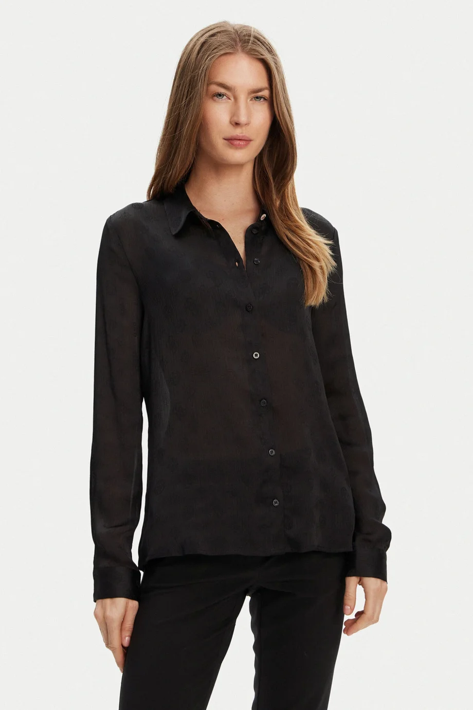 Guess Marthe Kadın Siyah Relaxed Fit Gömlek W5YH1AWHCR2-JBLK