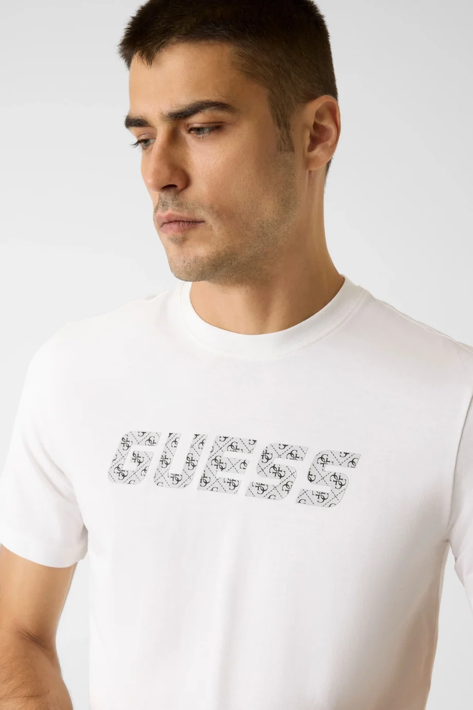 Guess Maska Bisiklet Yaka Kısa Kollu Erkek Beyaz T-shirt Z6RI15I3Z14-G018