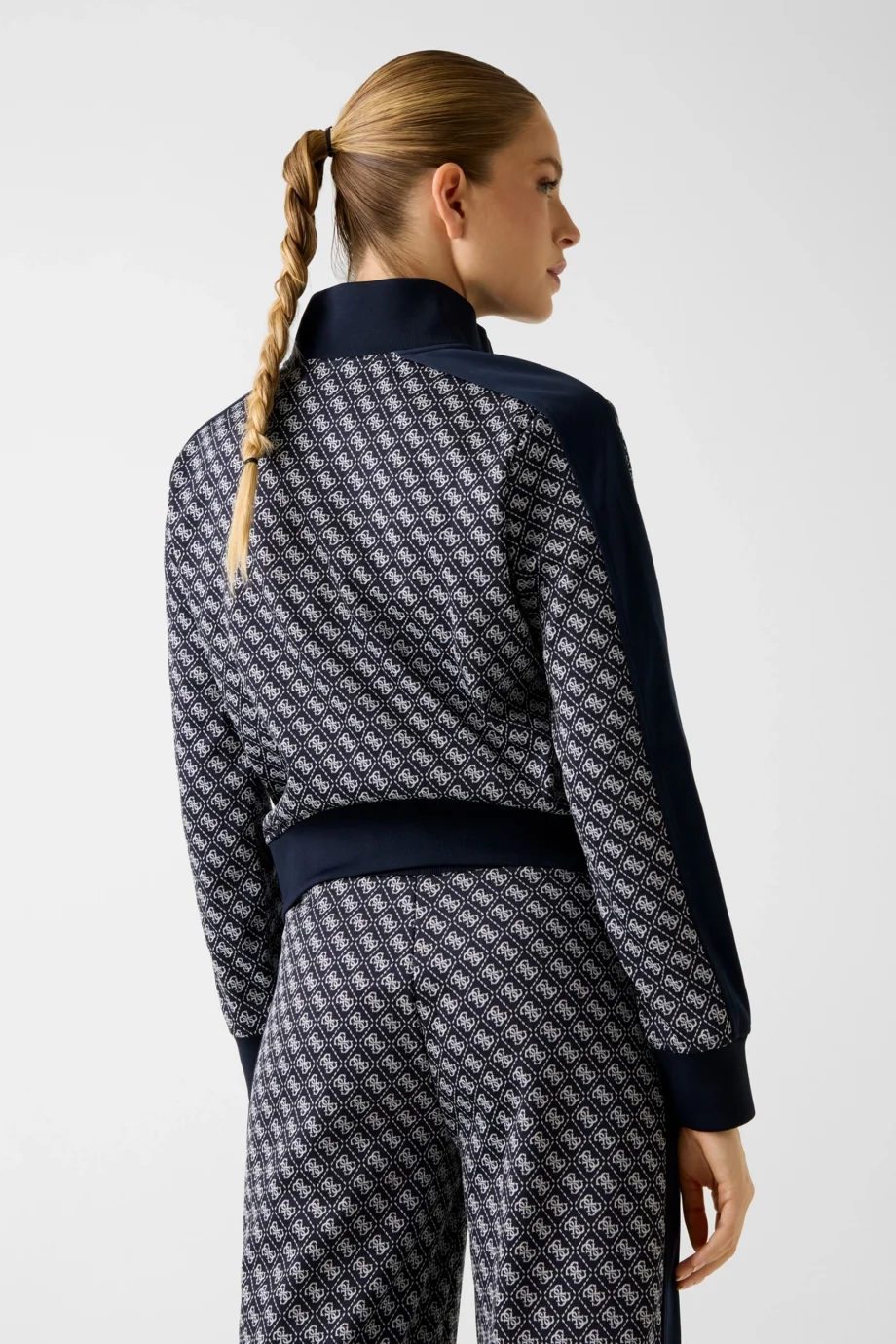 Guess Maya 4G Tam Fermuarlı Kadın Lacivert  Eşofman Üstü  V6RQ08K2042-FJBB