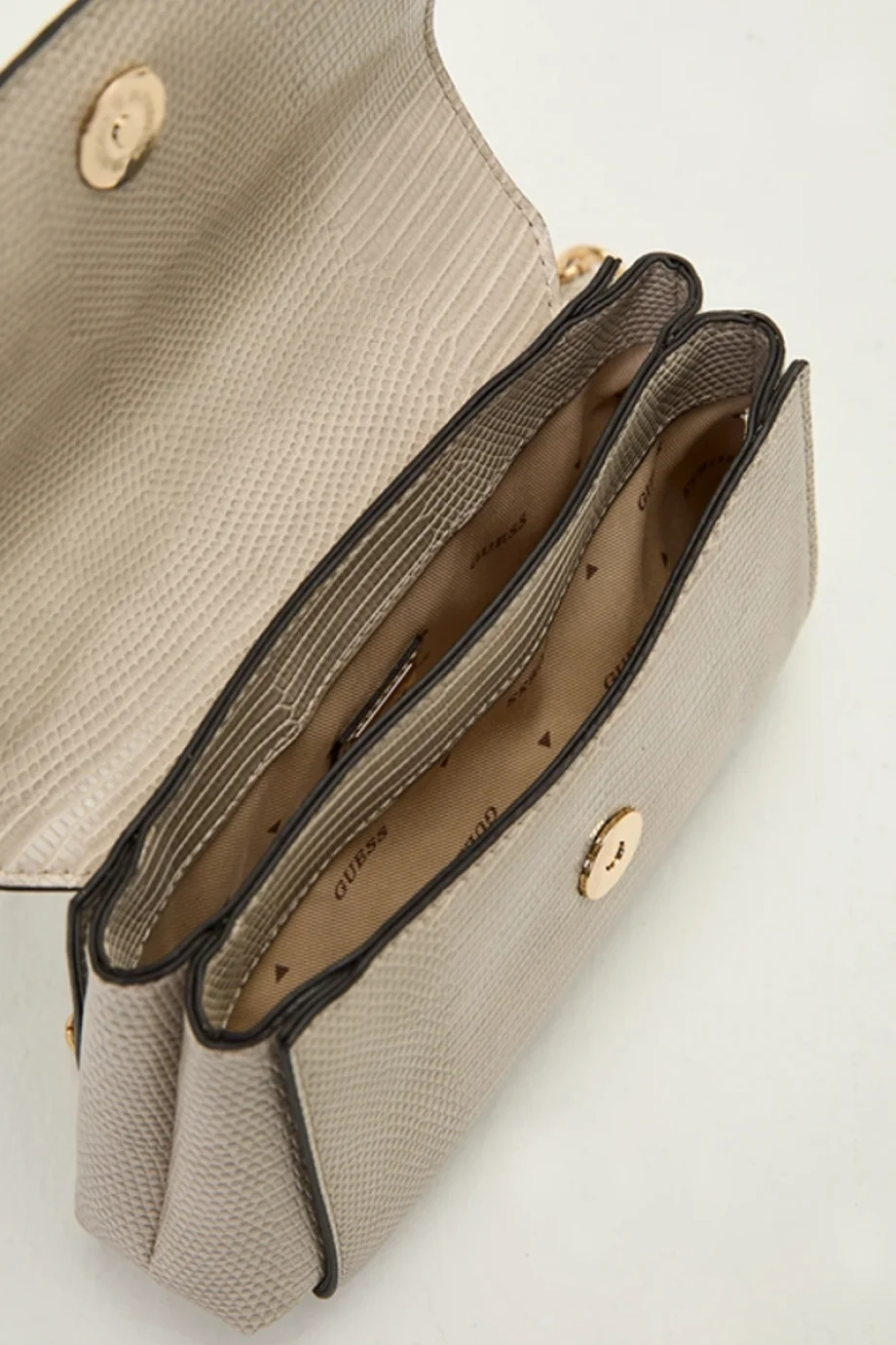 Guess Melinda Mini Dönüştürülebilir Çapraz Askılı Kapaklı Kadın Bej Omuz Çantası HWKL9933780-LTA