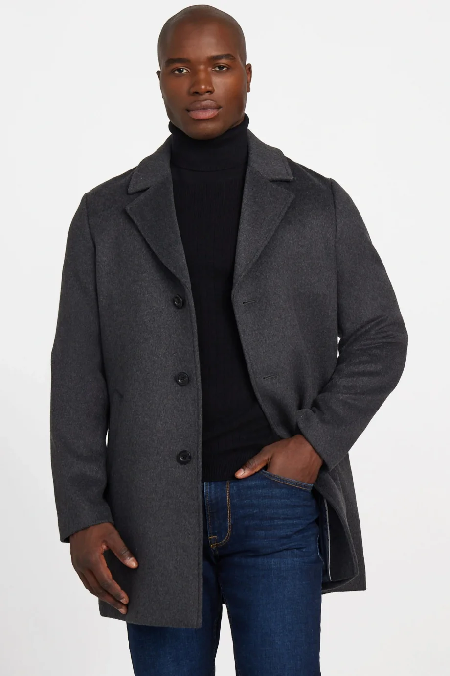 Guess Melton Erkek Siyah Yün Karışımlı Kaban M4BL3SWGJ82-DWHT