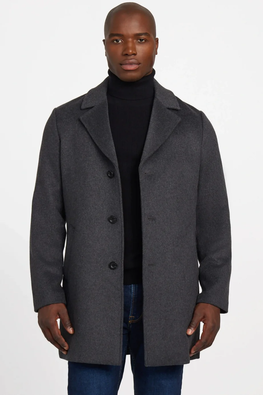 Guess Melton Erkek Siyah Yün Karışımlı Kaban M4BL3SWGJ82-DWHT