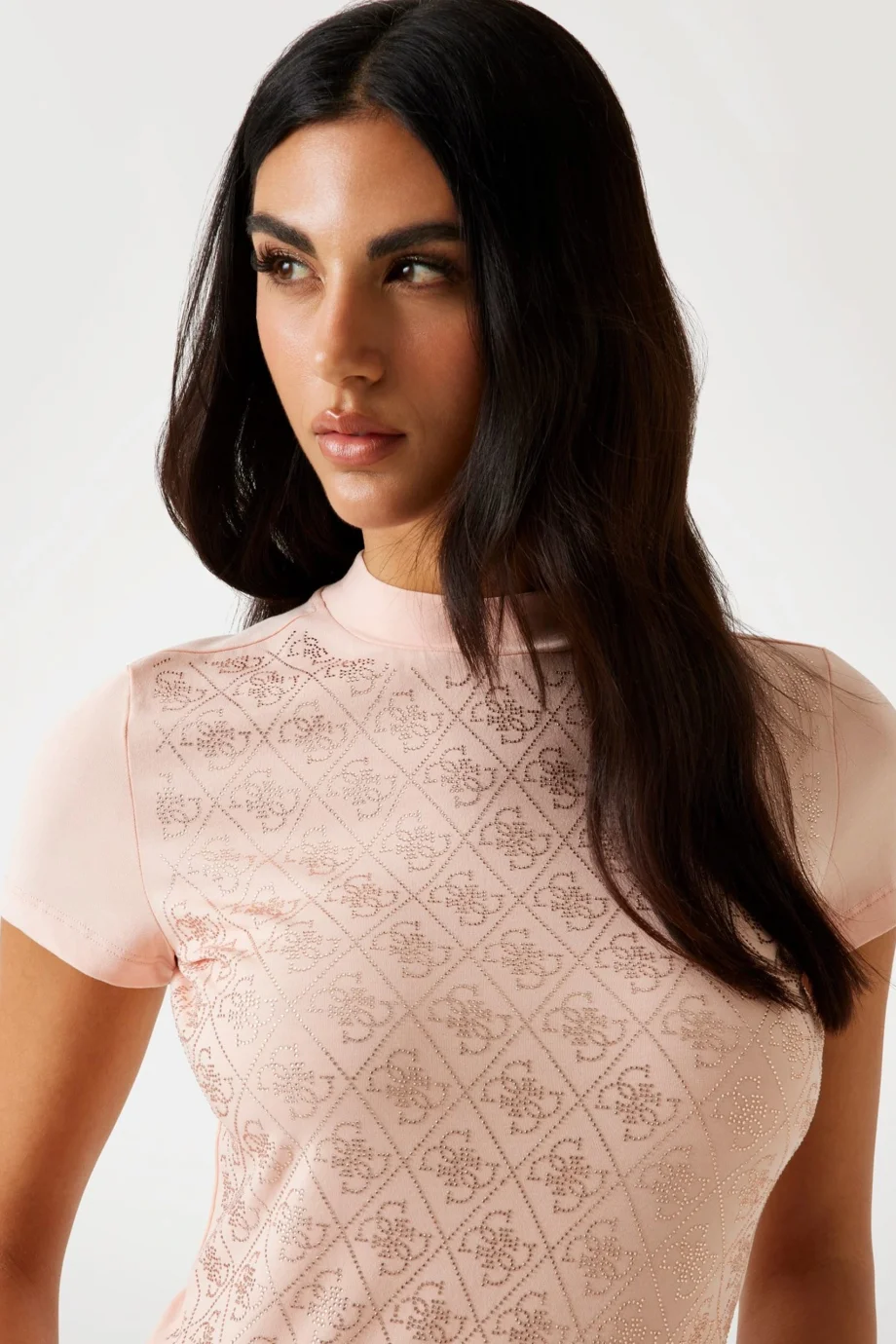 Guess Mock Kadın Bej Slim Fit T-Shirt W4BI26J1314-G6I1