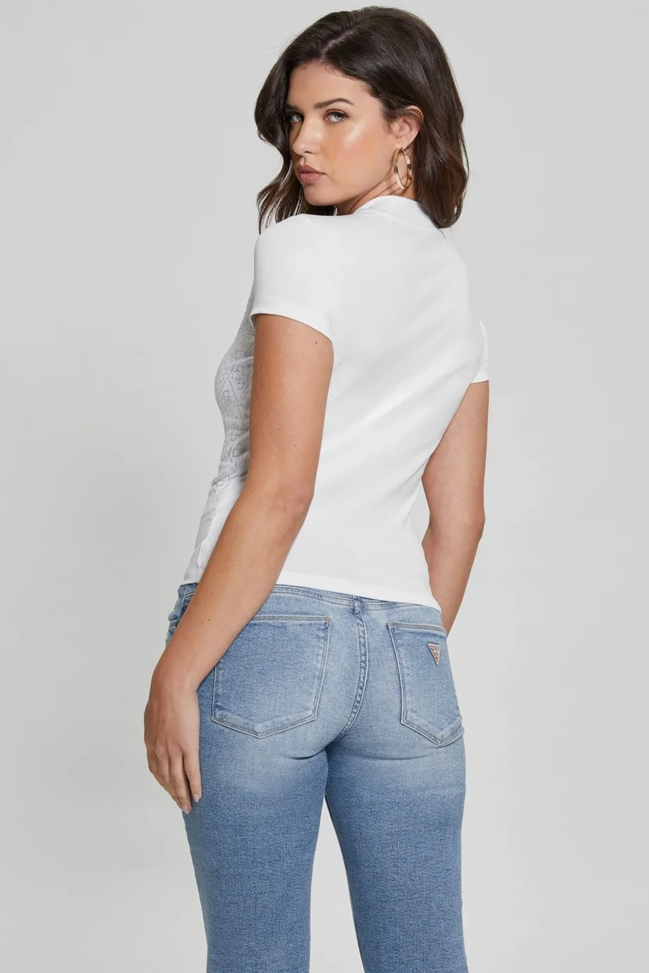 Guess Mock Kadın Beyaz Slim Fit T-Shirt W4BI26J1314-G011