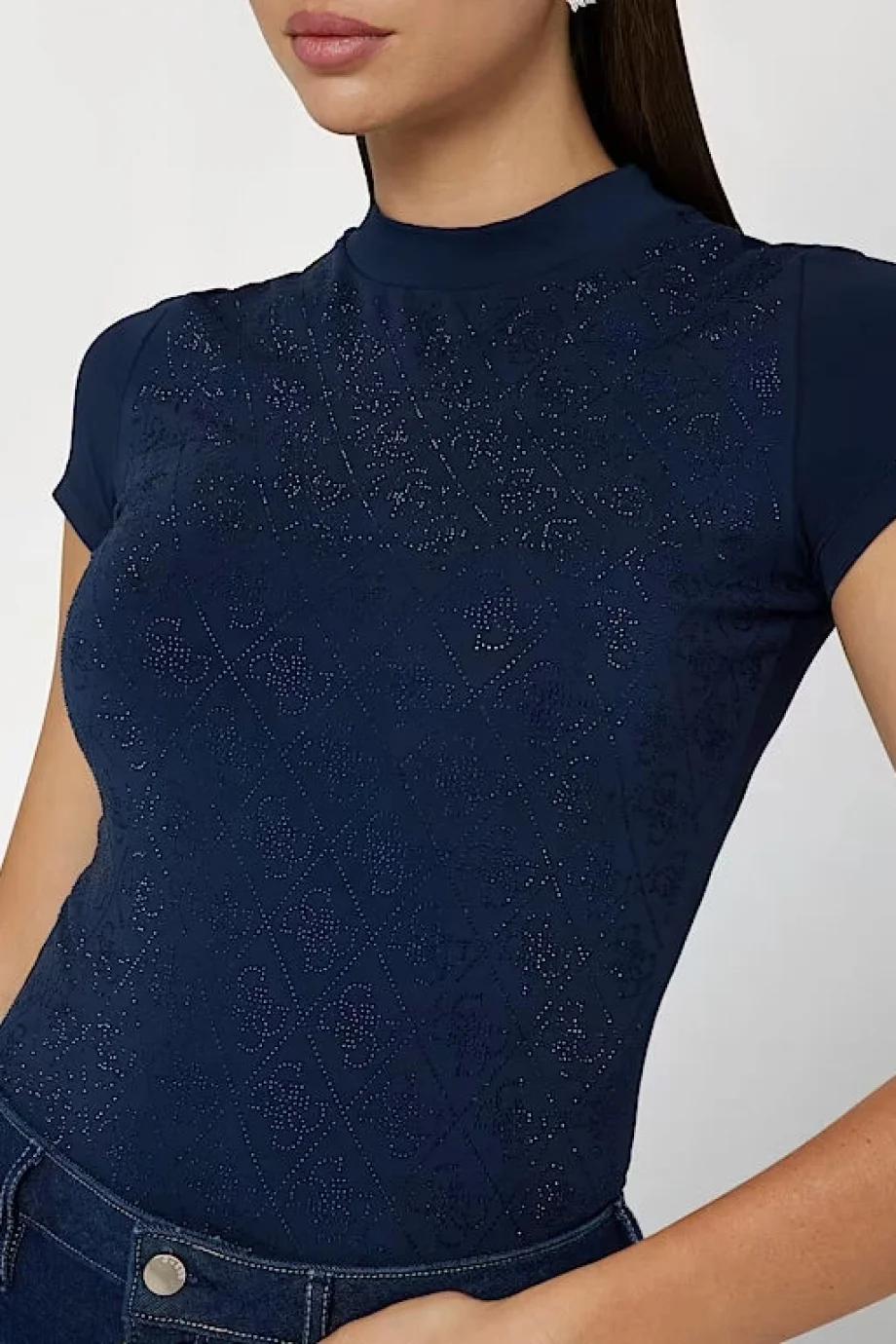 Guess Mock Kadın Mavi Slim Fit T-Shirt W4BI26J1314-G77G