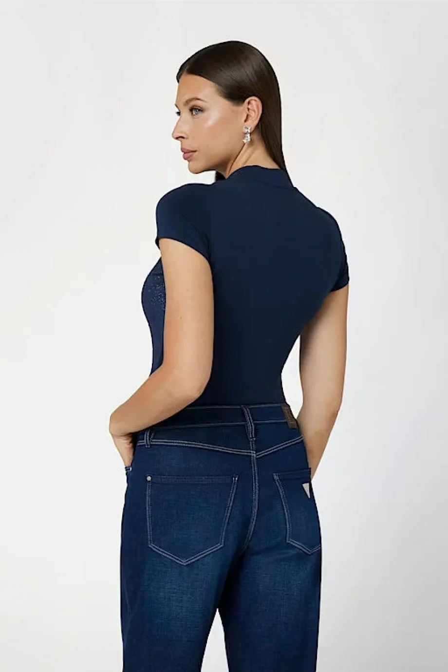 Guess Mock Kadın Mavi Slim Fit T-Shirt W4BI26J1314-G77G