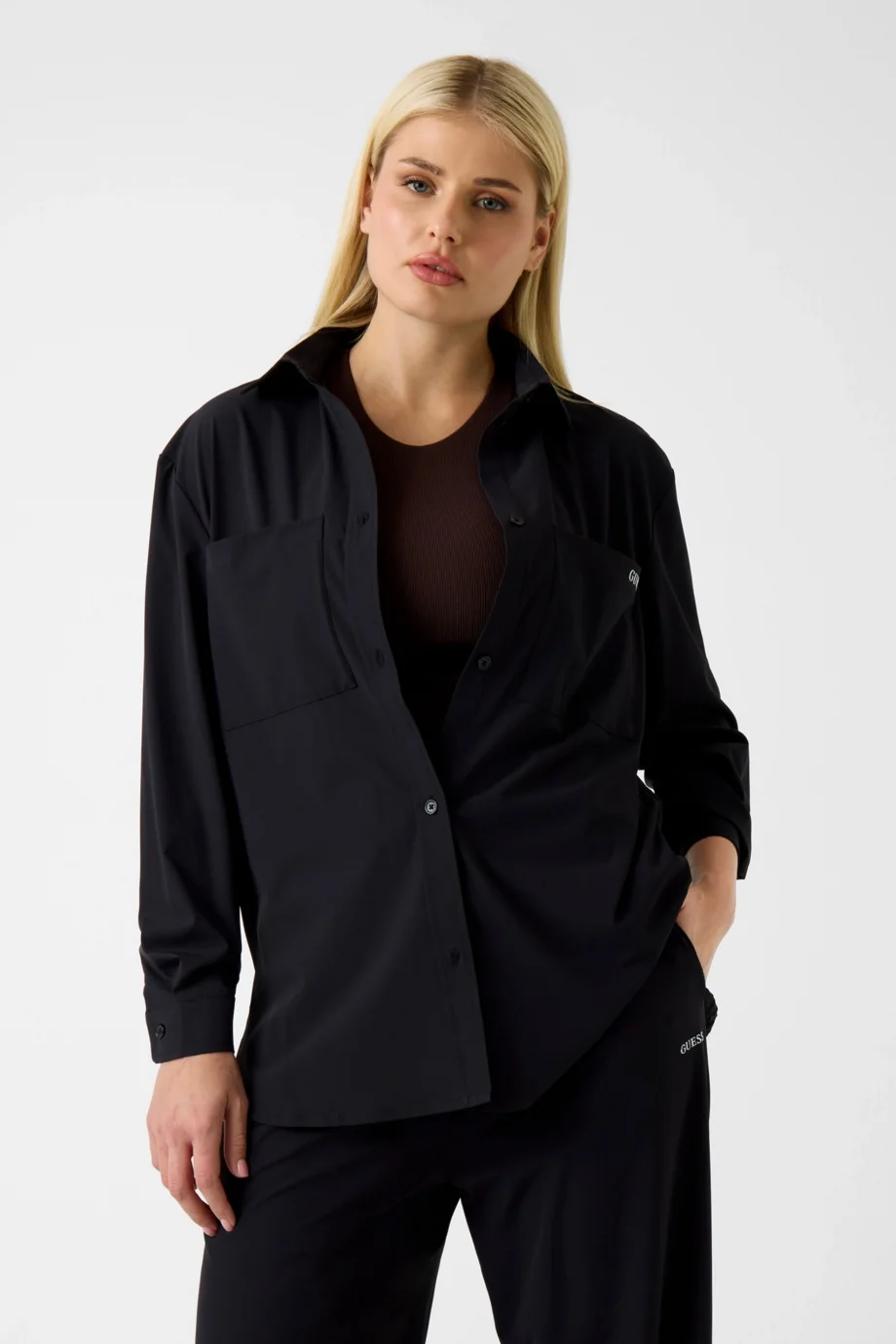 Guess Nat Ceket Gömlek Kadın Siyah Gömlek V6RH00WL232-JBLK