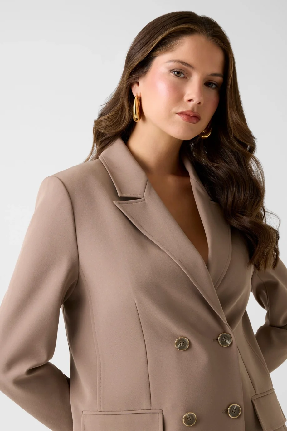 Guess Nausica Kruvaze Kadın Kahverengi Blazer Ceket W6RN44WH9Y2-G1EC