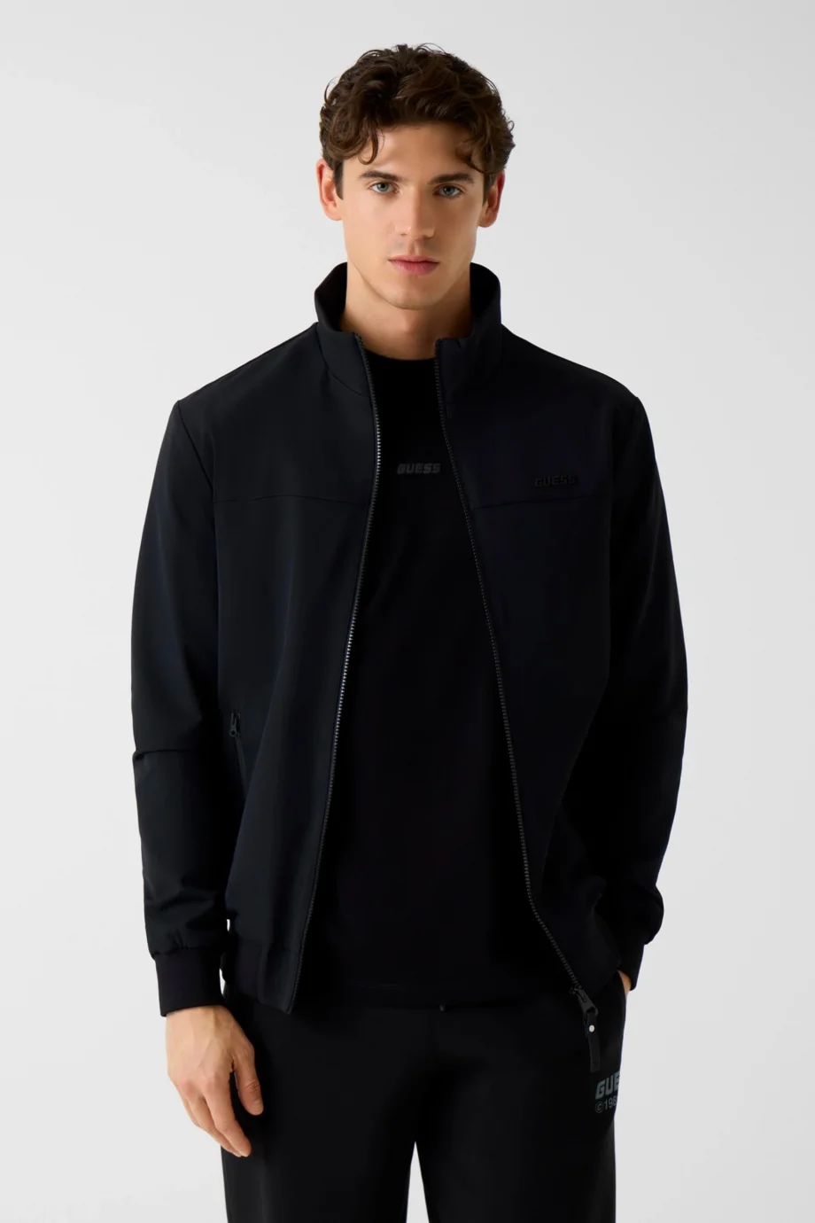 Guess Neka Fermuarlı Erkek Siyah Ceket Z6RL03WK172-JBLK