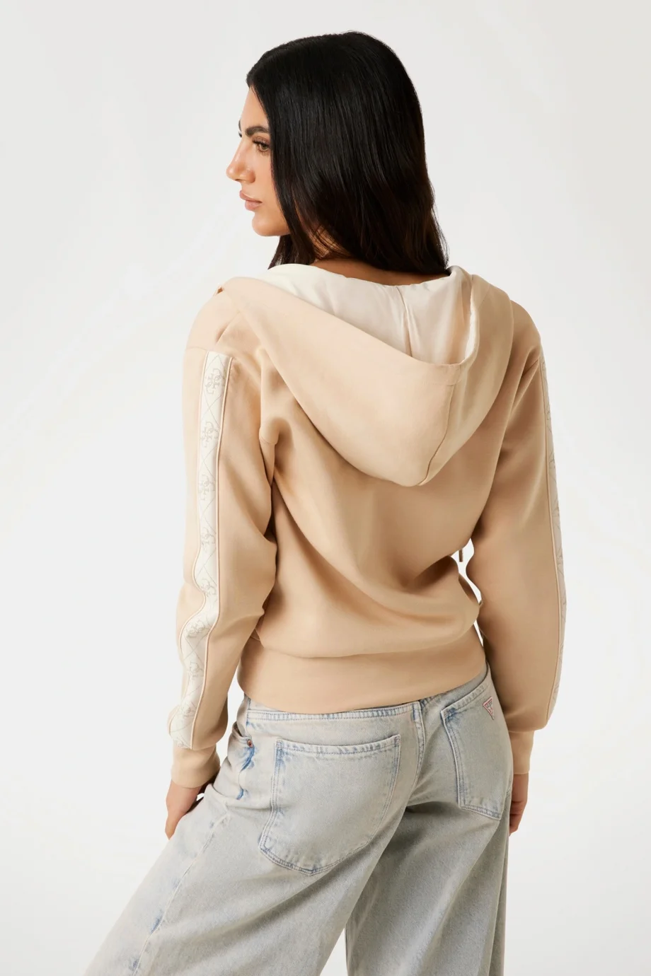 Guess New Hooded Kadın Krem Scuba  Eşofman Üstü W5YQ05KBYE2-A11T