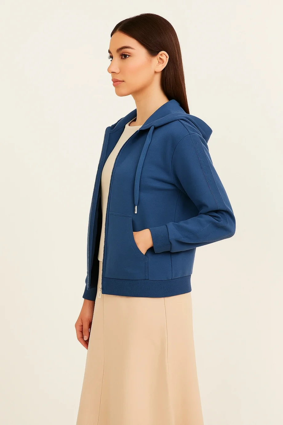 Guess New Hooded Kadın Mavi Scuba  Eşofman  Üstü  W5YQ05KBYE2-G7J6