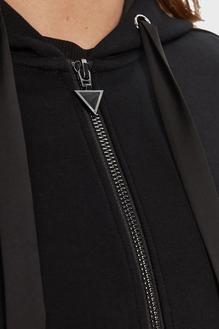 Guess New Hooded Kadın Siyah Scuba  Eşofman  Üstü    W5YQ05KBYE2-JBLK