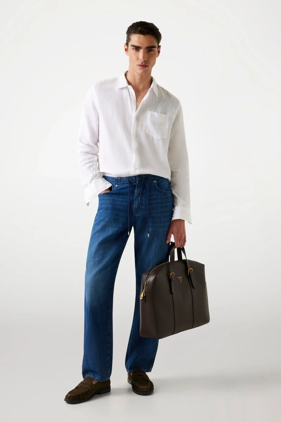 Guess Owen Erkek Mavi Keten Karışımlı Regular Fit Jean M5YAT5D5NO0-GNVA