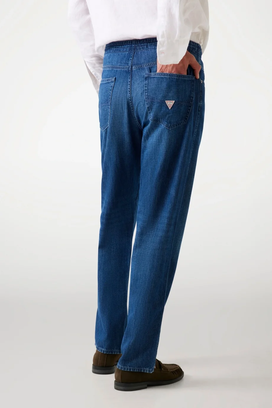 Guess Owen Erkek Mavi Keten Karışımlı Regular Fit Jean M5YAT5D5NO0-GNVA