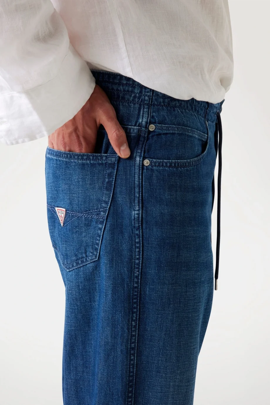 Guess Owen Erkek Mavi Keten Karışımlı Regular Fit Jean M5YAT5D5NO0-GNVA