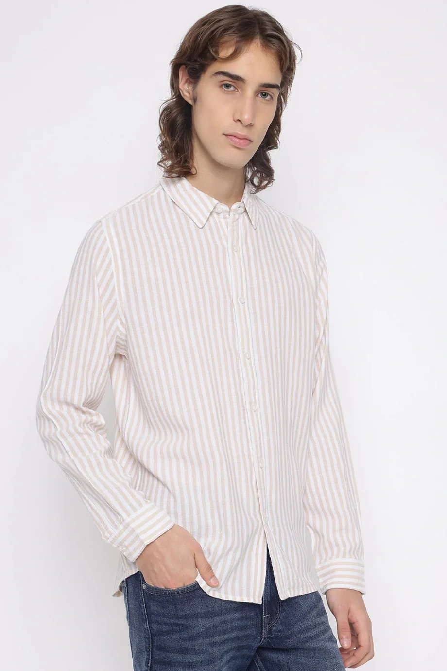 Guess Parker Erkek Bej Keten Karışımlı Gömlek M5YH16WHC20-F10M