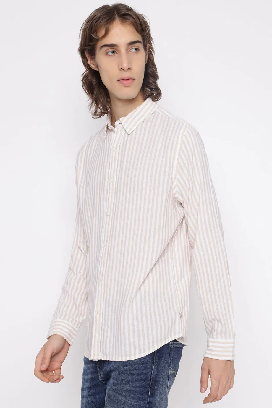 Guess Parker Erkek Bej Keten Karışımlı Gömlek M5YH16WHC20-F10M