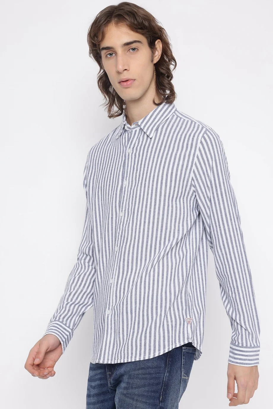 Guess Parker Erkek Mavi Keten Karışımlı Gömlek M5YH16WHC20-F7IX