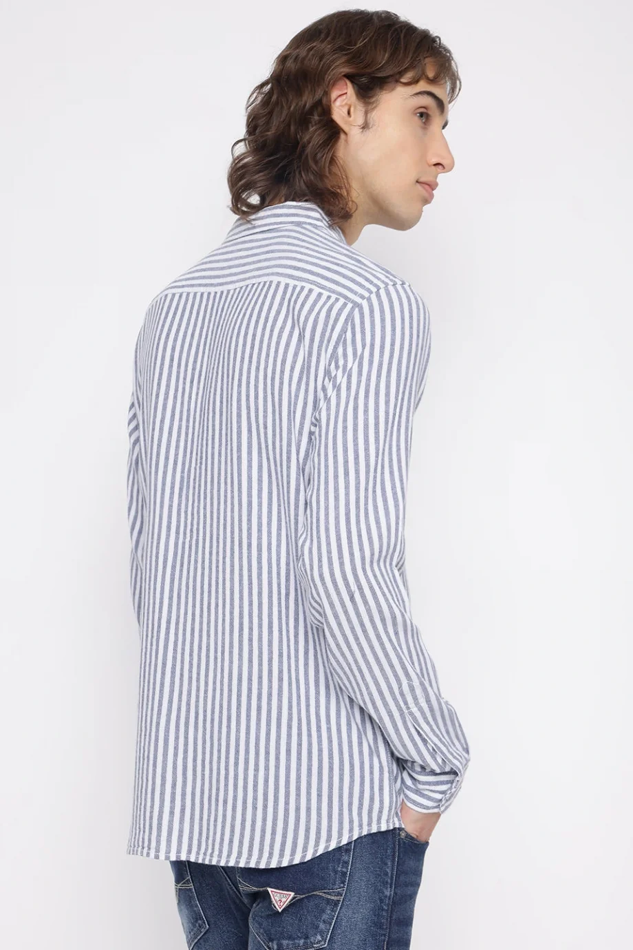 Guess Parker Erkek Mavi Keten Karışımlı Gömlek M5YH16WHC20-F7IX