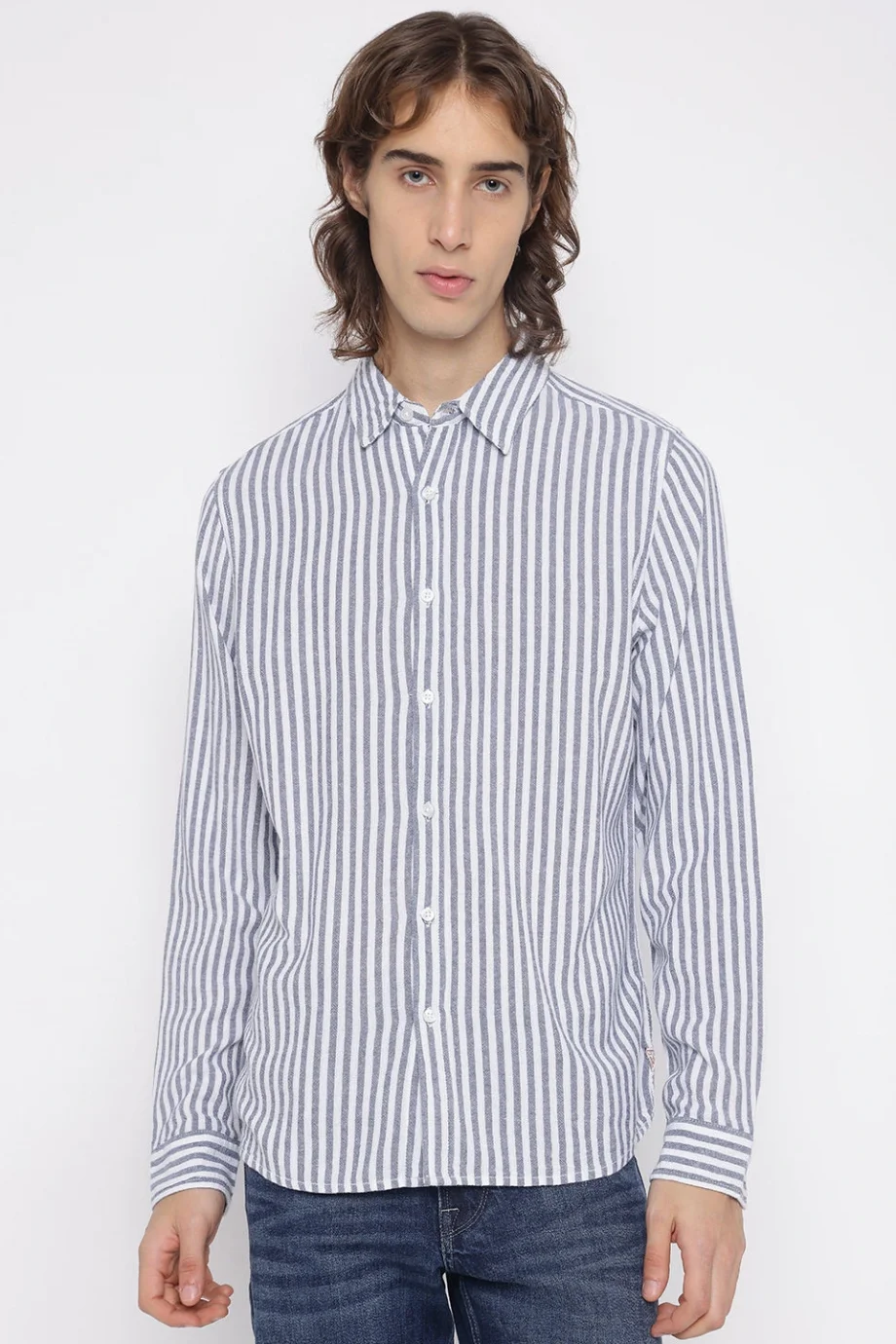 Guess Parker Erkek Mavi Keten Karışımlı Gömlek M5YH16WHC20-F7IX