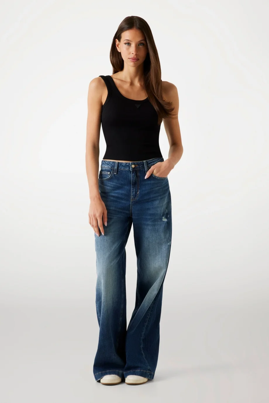 Guess Patch Kadın Siyah Top W5YP54KA0H1-JBLK