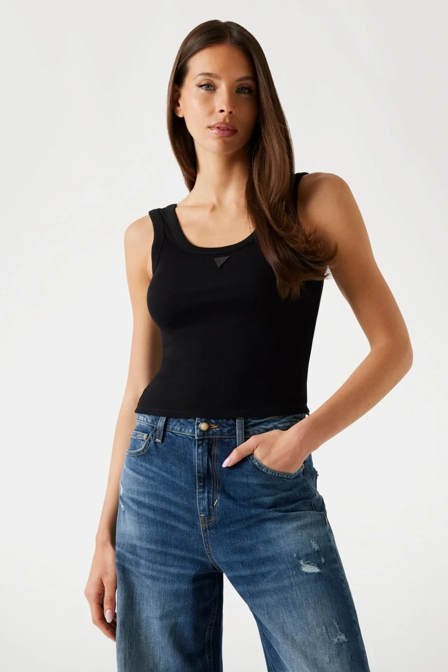 Guess Patch Kadın Siyah Top W5YP54KA0H1-JBLK