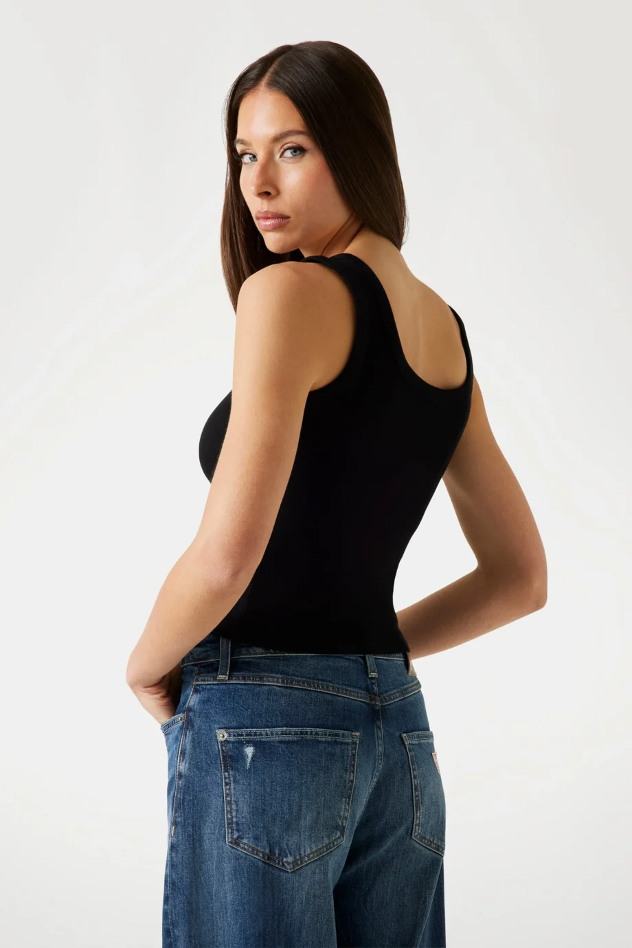 Guess Patch Kadın Siyah Top W5YP54KA0H1-JBLK