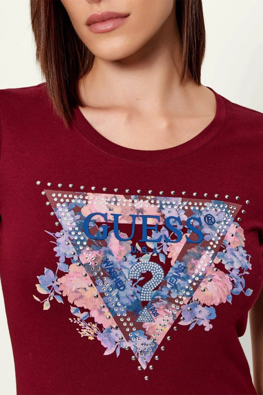 Guess Peony Kadın Bordo Slim Fit T-Shirt W5BI29J1314-G577
