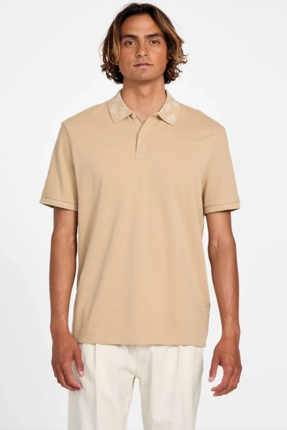 Guess Pique Erkek Bej Regular Fit Polo T-Shirt M5YP34KCJV1-G1FE