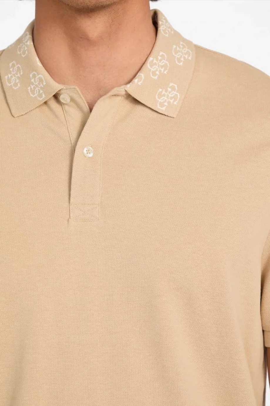 Guess Pique Erkek Bej Regular Fit Polo T-Shirt M5YP34KCJV1-G1FE