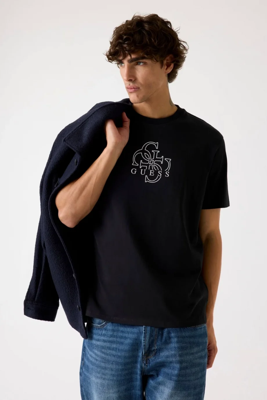 Guess Quattro Erkek Siyah Regular Fit T-Shirt M5BI76I3Z14-JBLK