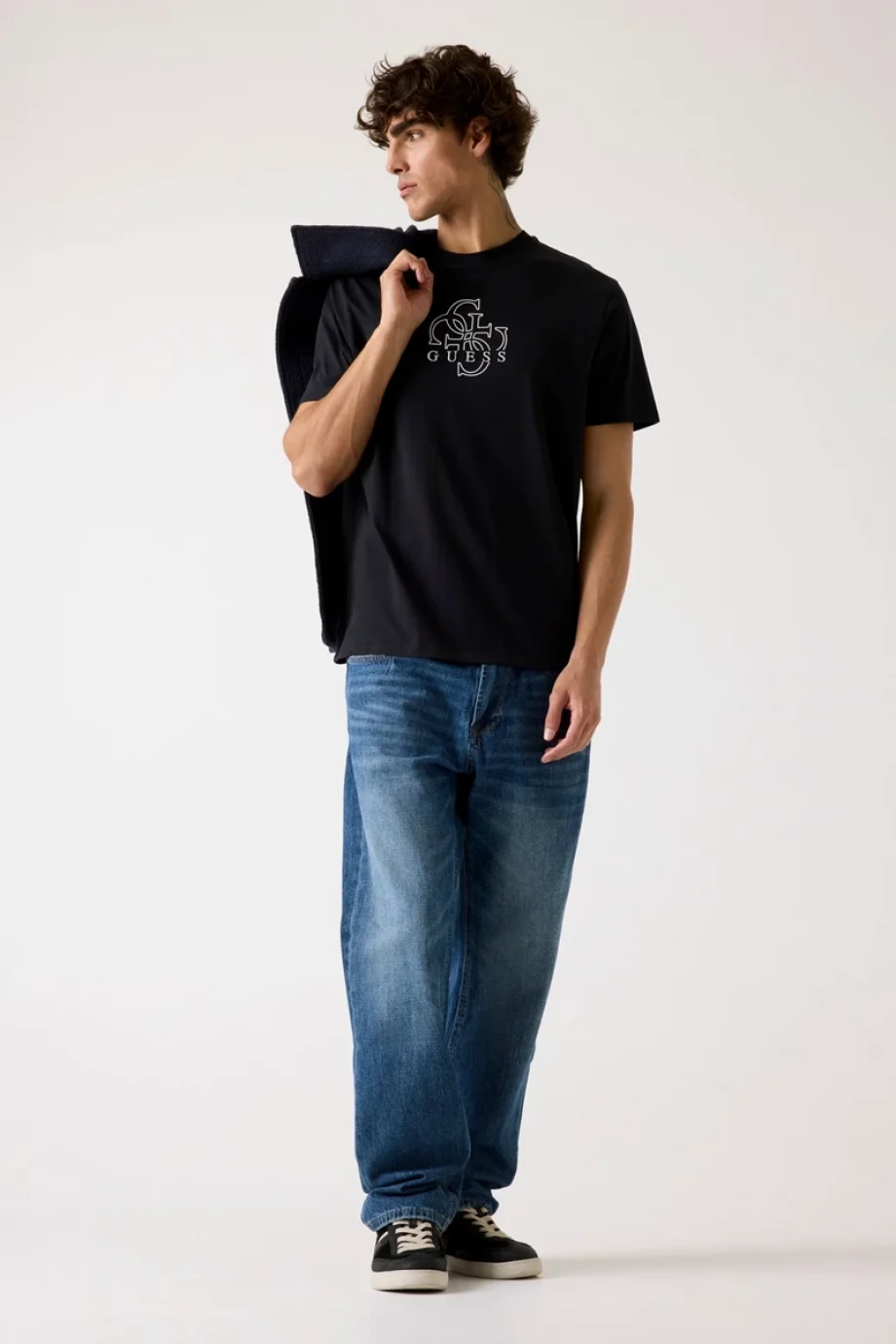 Guess Quattro Erkek Siyah Regular Fit T-Shirt M5BI76I3Z14-JBLK