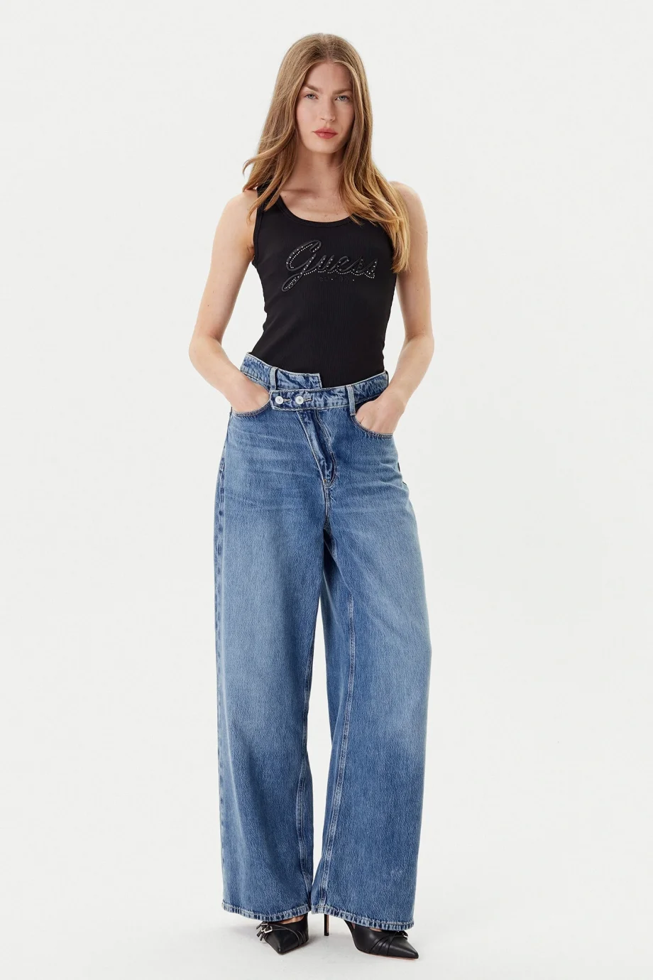 Guess Raissa Kadın Siyah Top W5YP00KCXJ2-JBLK