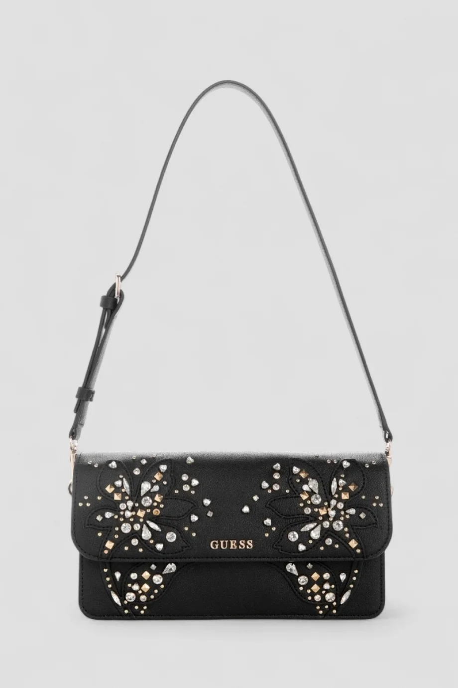 Guess Sadie Kapaklı Omuz Kadın Siyah Omuz Çantası HWEB8118190-BLA